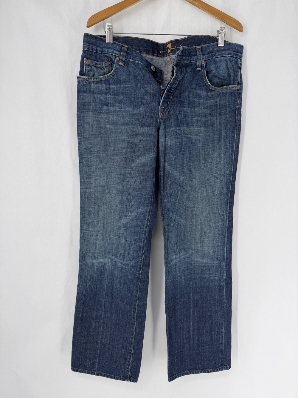 7FAMK Dark Blue Denim Jeans The Standard made in USA 100% cotton button fly